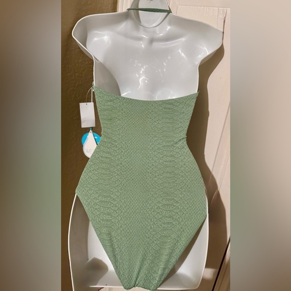 WET Designer Swimwear One Piece Moss Green Sexy Cutout Swimsuit  Size Small NWT - Picture 7 of 11